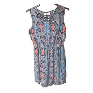 Bloom Printed‎ Cut Out Neckline Sleeveless Dress